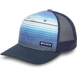 Mens Blue Trucker Hat Snapback Adjustable Five Panel Nylon Outdoor Cap